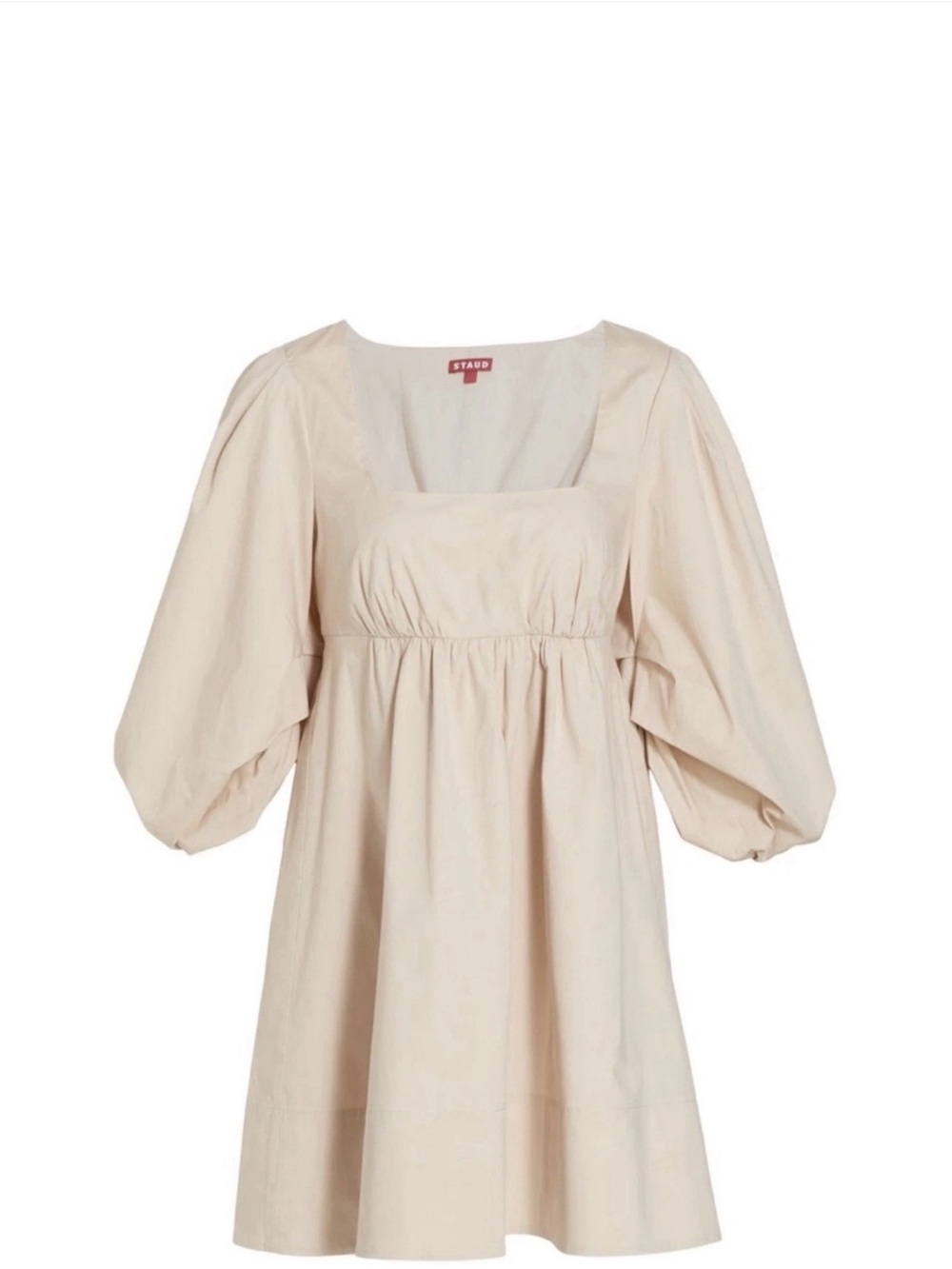 STAUD Cream Sophie Puff-Sleeve Mini Dress